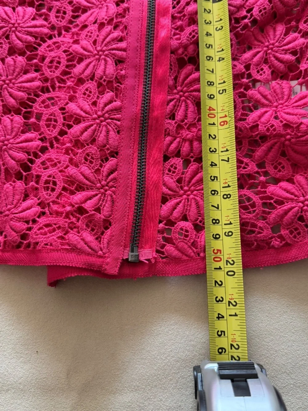 T Tahari Fuchsia Floral Lace Moto Jacket - size 2, Small